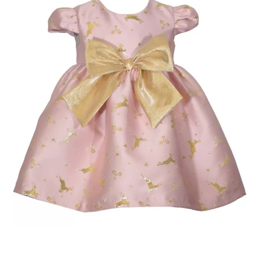 Reindeer Dress in pink/gold